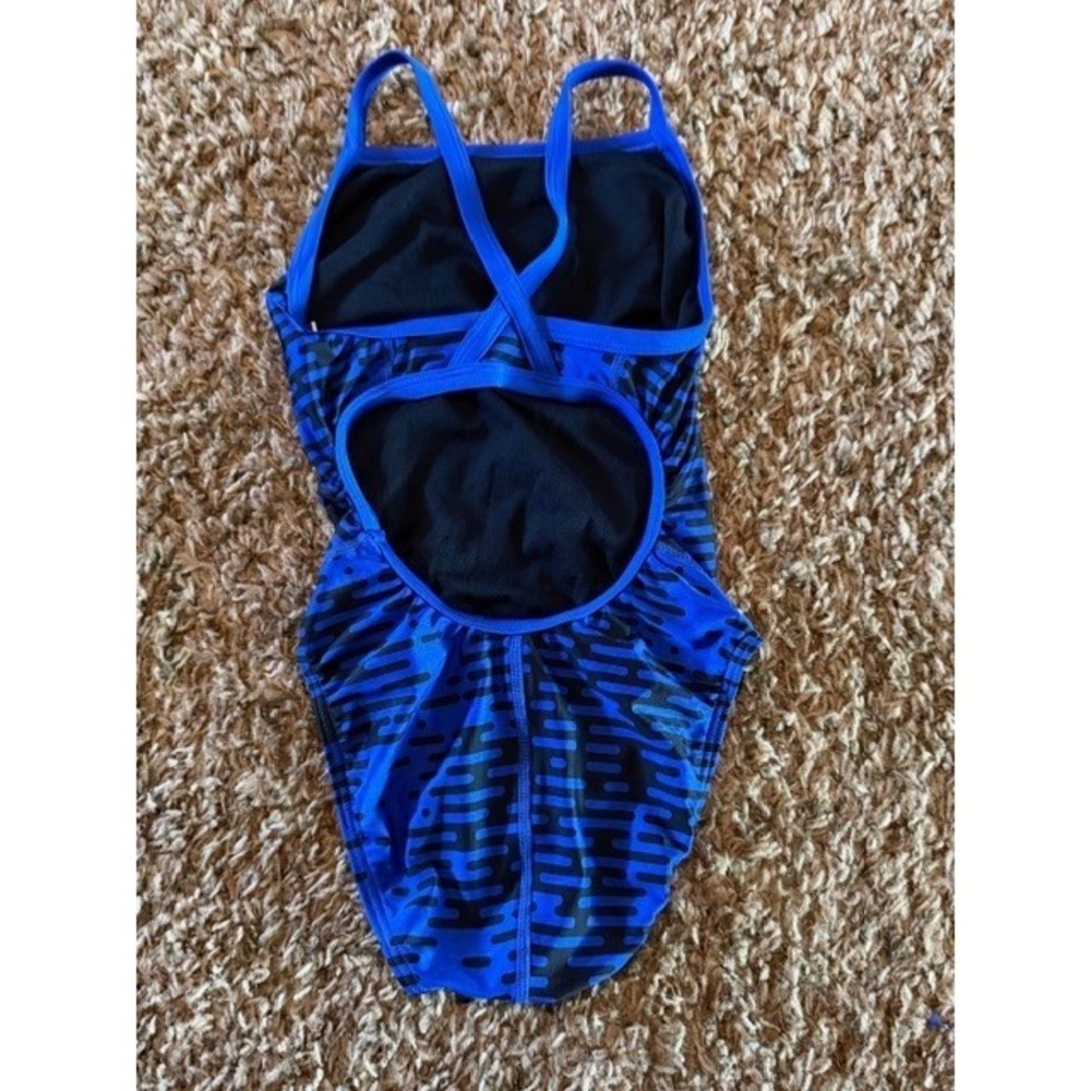 Speedo Pro LT Womens One Piece Swimsuit Size 28 (XS) Blue Black Print New - Picture 2 of 7
